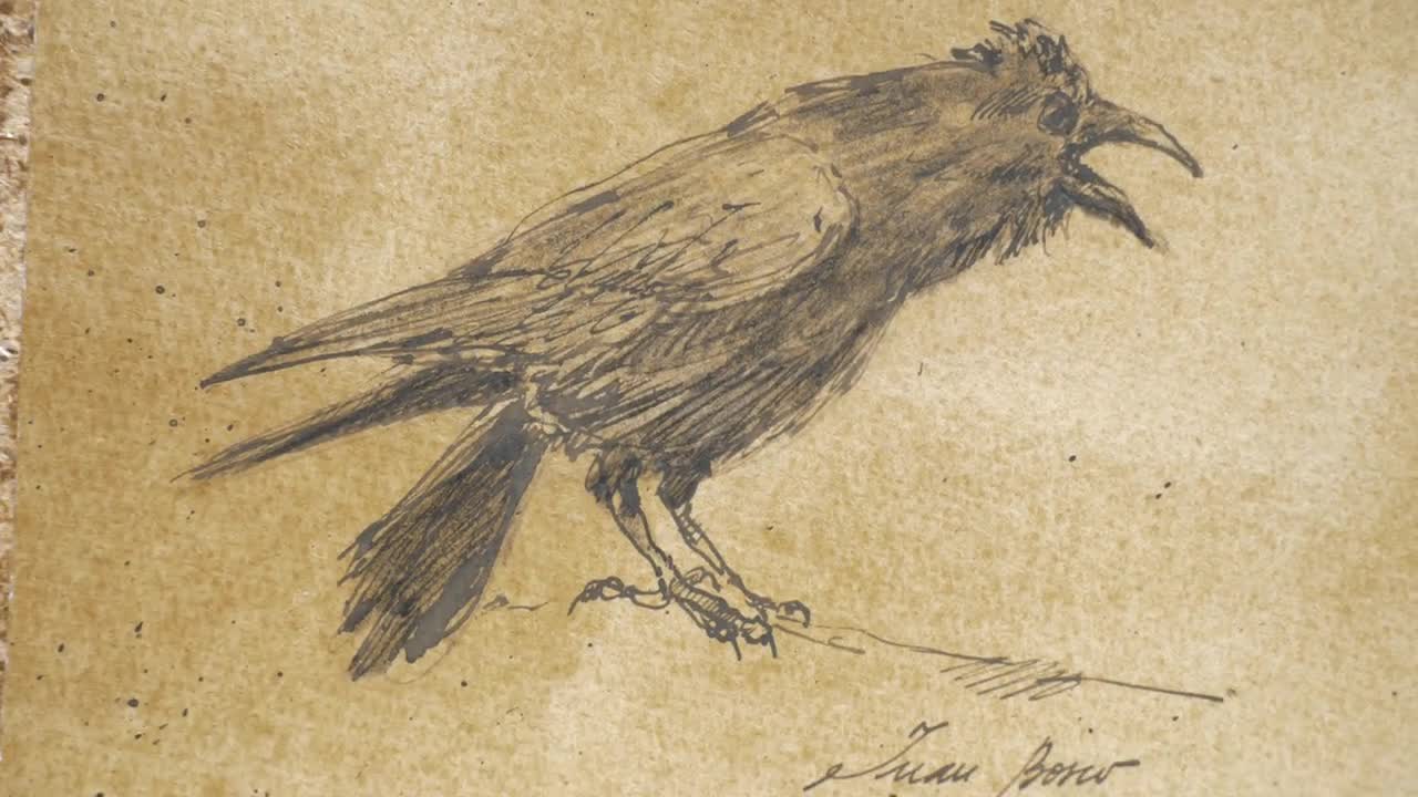 オリジナル作品、プリントではありません - カラスのアート、ワタリ