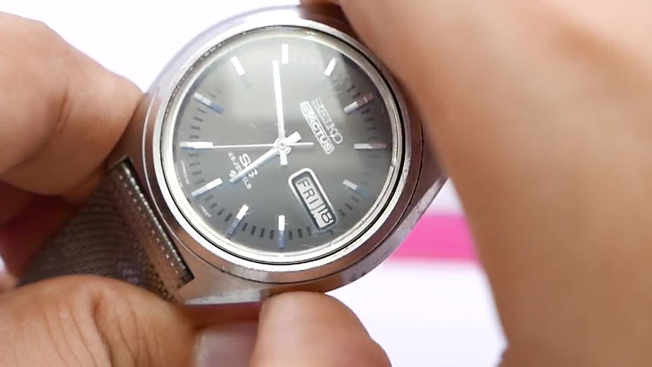 Vintage Seiko 5 Actus SS 6106 7460 Gray Dial Men Automatic Japan