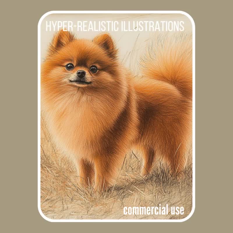 【原画】『苔むした鎧①〜戦士ポルメク〜』ファンタジーアート　ポメラニアン　犬の絵 ポメラニアン犬のイラスト50点：超リアルなJPEGアート（商用利用可