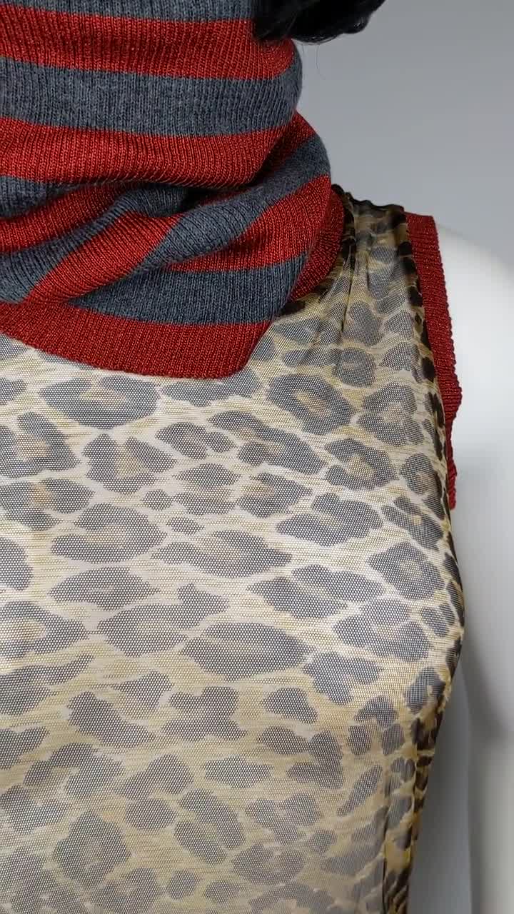 Y2k Vintage Dolce Gabbana Leopard Mesh Top, Knitted Stripped