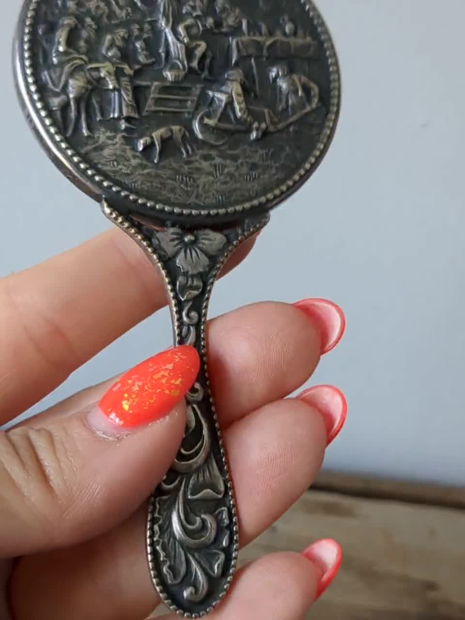 Vintage Art Nouveau 40's Hans Jensen Silver Plated Repousse Mini