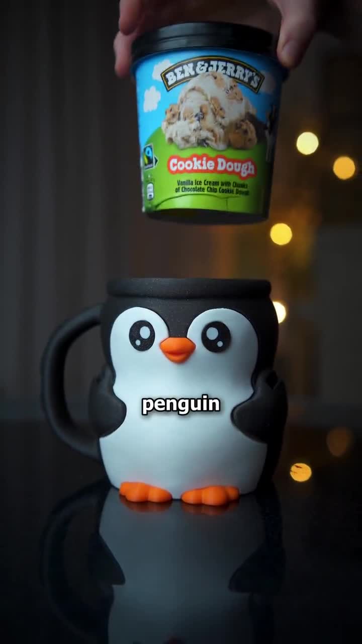 Pebbles Penguin Ice Cream Pint Holder – Cute 3D Printed Gift for