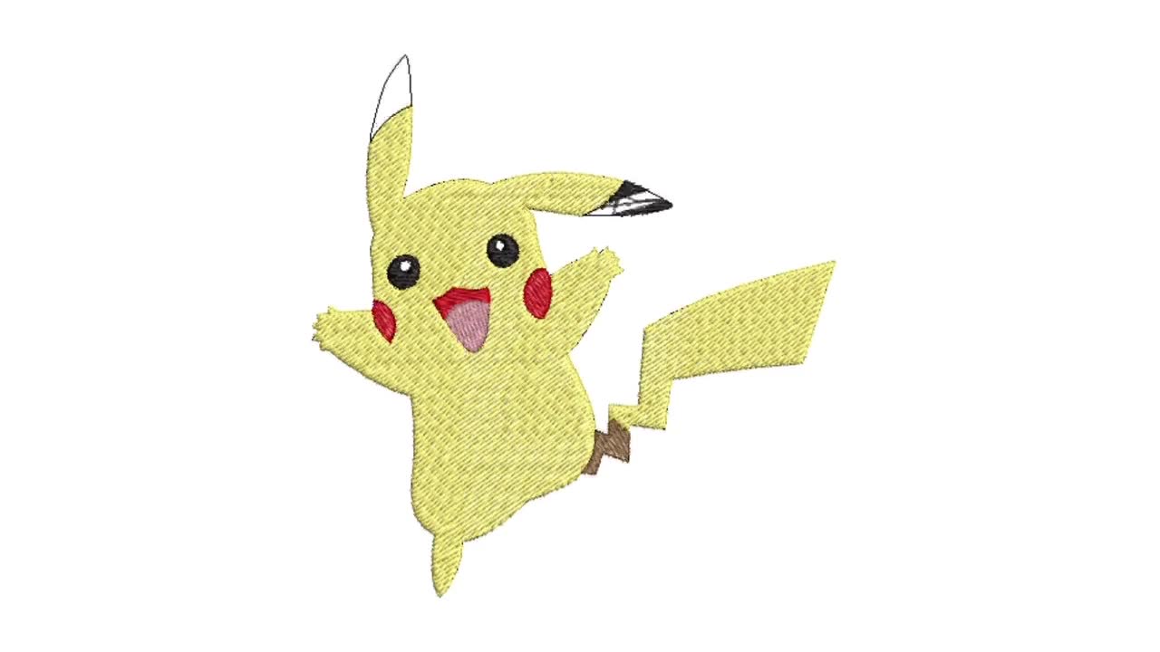 ピカチュウ刺繍デザイン、ポケモン刺繍機用ファイル（4サイズ） - Etsy