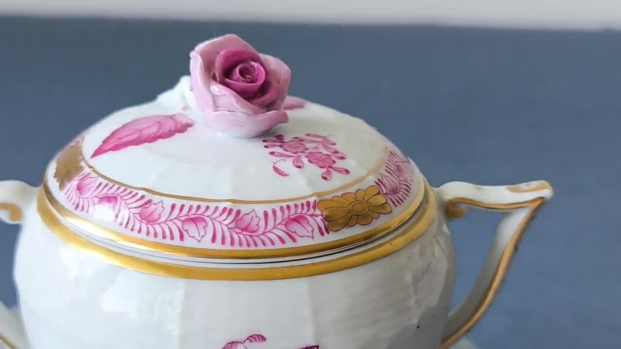 Herend Sugar Bowl, Herend Hungary Fine China Porcelain Apponyi