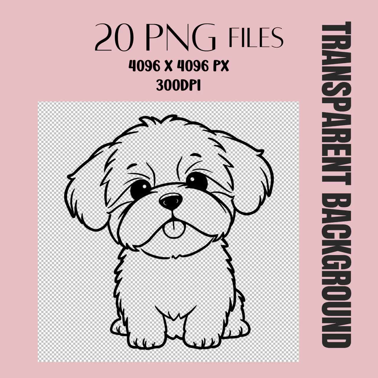 Buy Dog Breeds Line Art Clipart, Puppy Doodle Outline Bundle, Cute