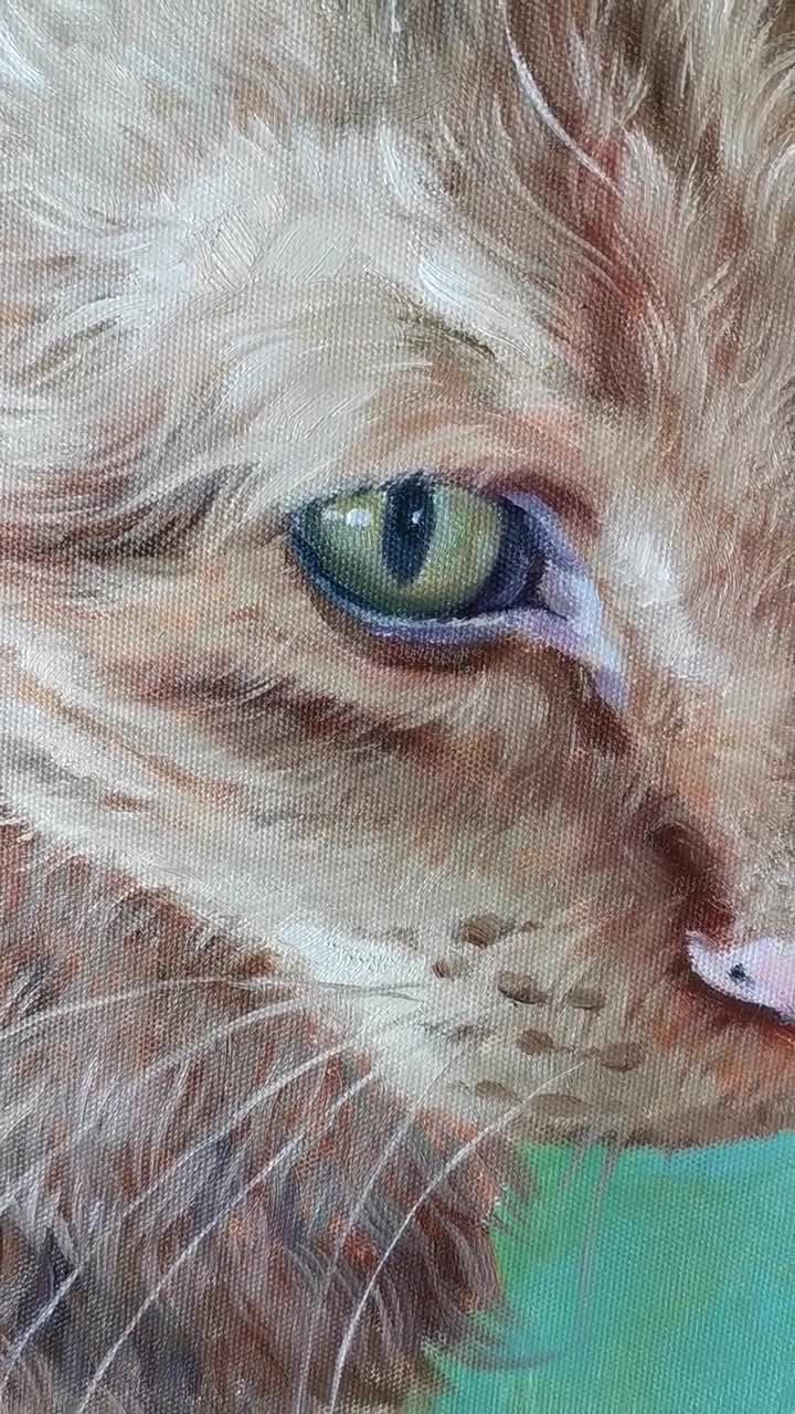 手描きのカスタム猫の油絵 - デジタル写真からペイント、ペットアート
