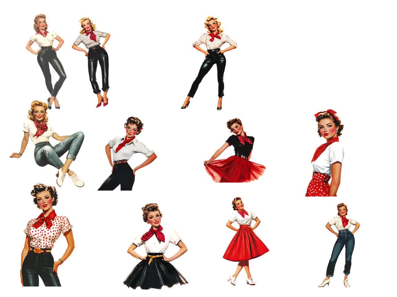 1950年代のロカビリー女性クリップアート：レトログラフィック（PDF