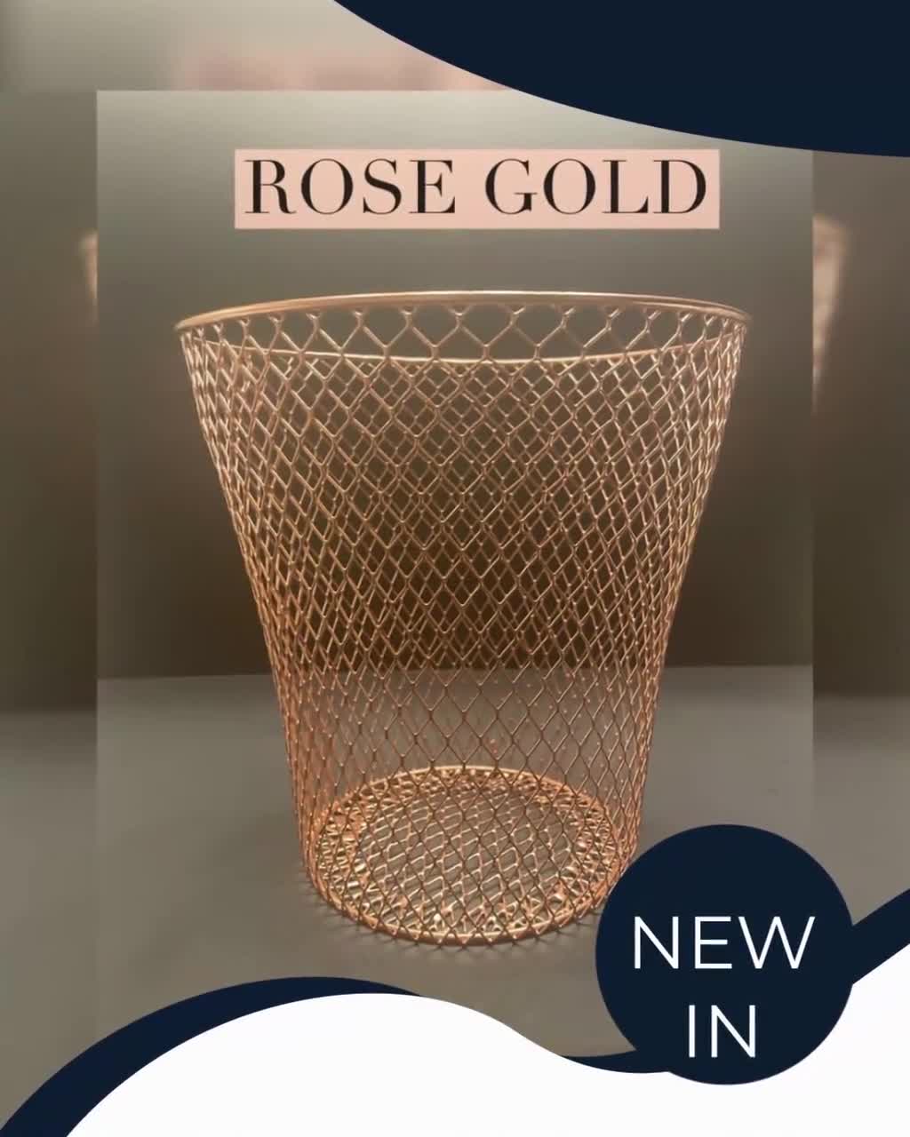 Rose Gold Painted Trash Can- Wedding Decor- Bathroom Decor- Desk