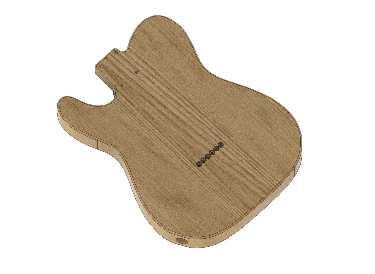 Telecaster SH ギターボディ 3D CAD ファイル: CNC プラン (デジタル