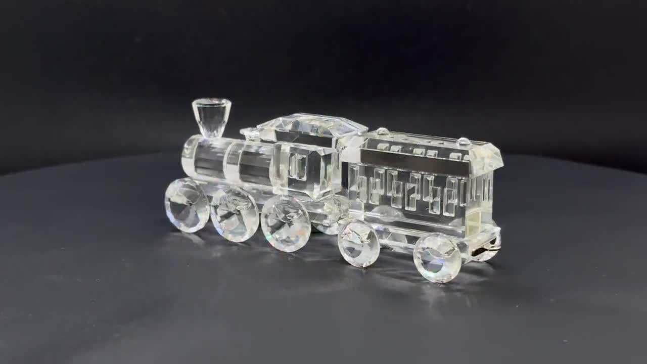Vintage Swarovski Crystal Train Set Figurines With Oval Mirror