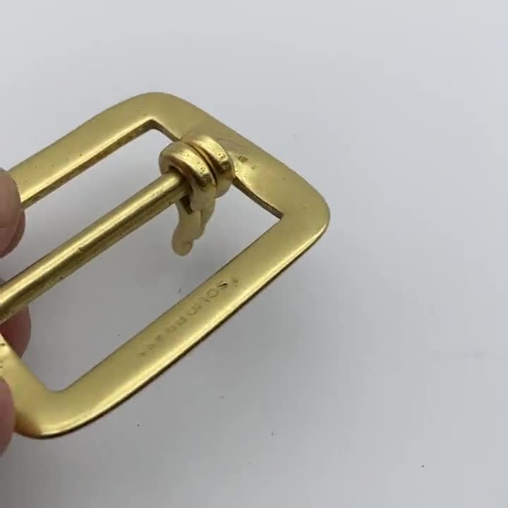 45 mm ソリッド真鍮バックル ダブルピン センターバーバックル レザー
