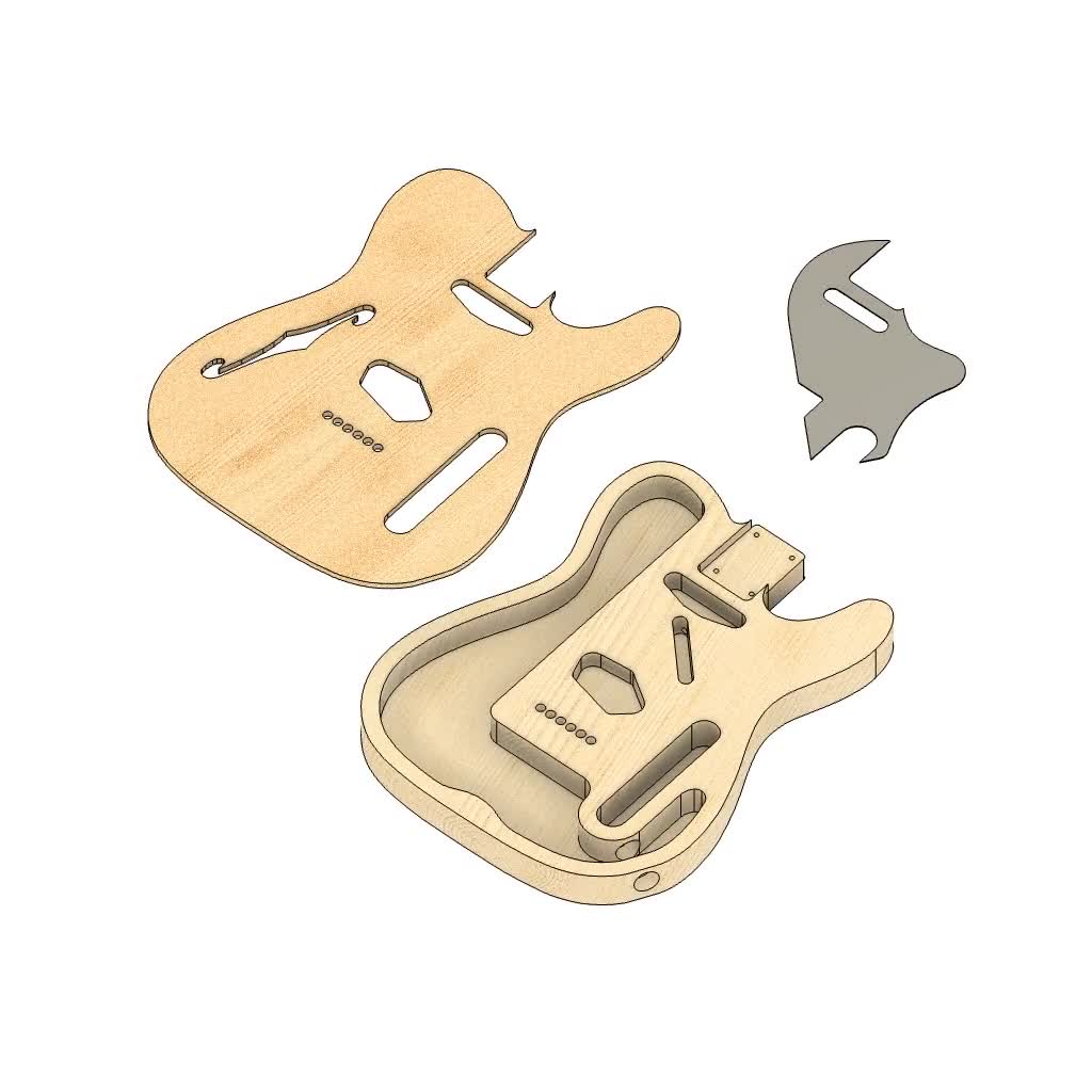 テレキャスター シンライン ギターボディ 3D CAD ファイル: CNC プラン