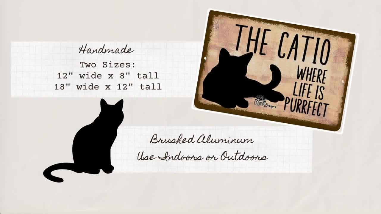 Funny Cat Sign, Catio, Gift for Cat Lover, Pet Parent, Metal Art