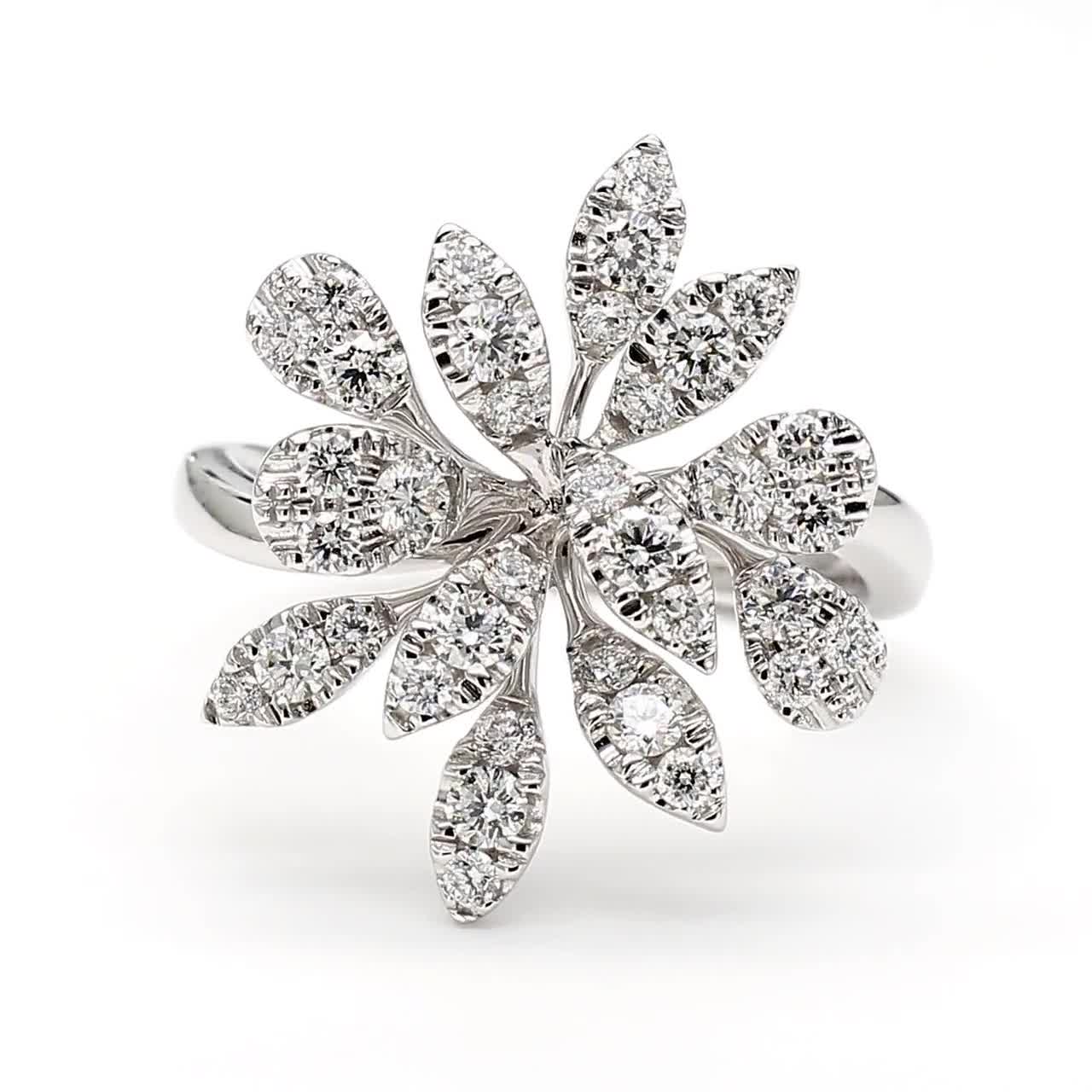 white gold diamond dress ring Natural Round 0.78 Carat Tw White Cocktail LowStock:43268774887475