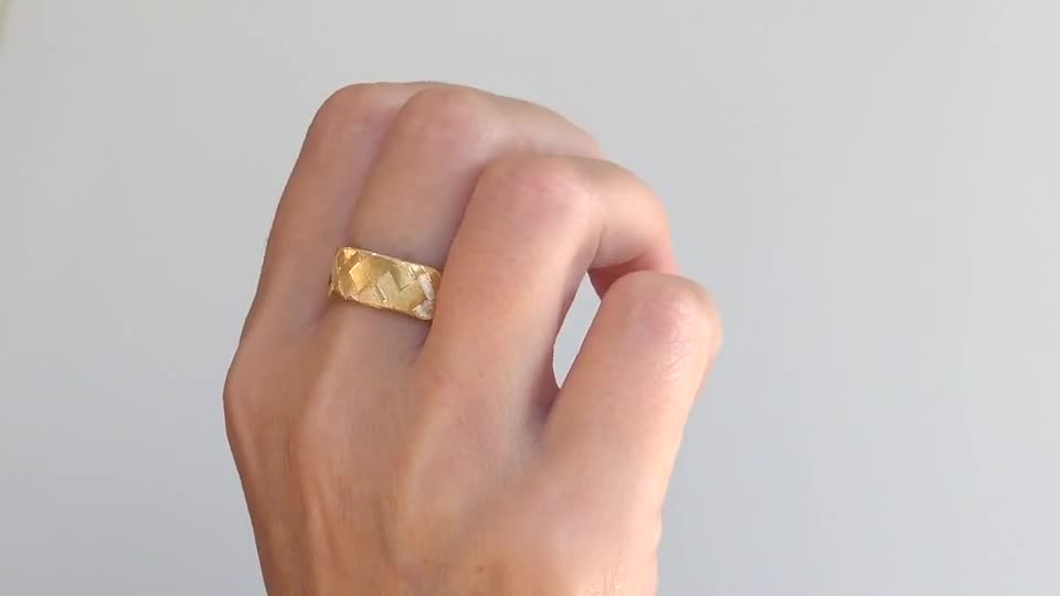 Buy 14K Gold Wedding Band Basket Weave Design Yellow Gold Matching