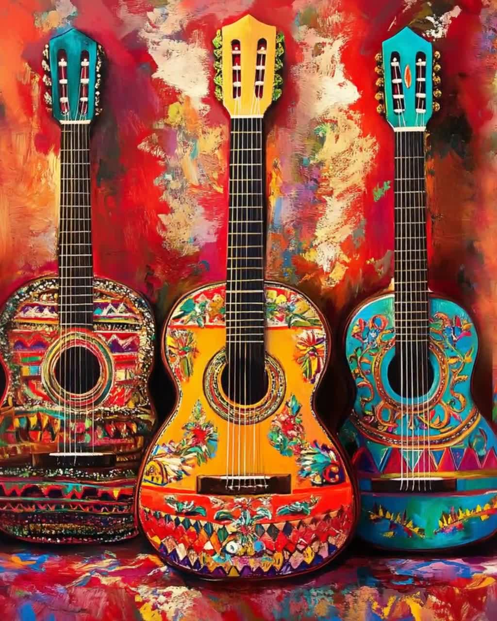 Colorful Mexican Guitar Art Print: Vibrant Folk Music Decor - Etsy