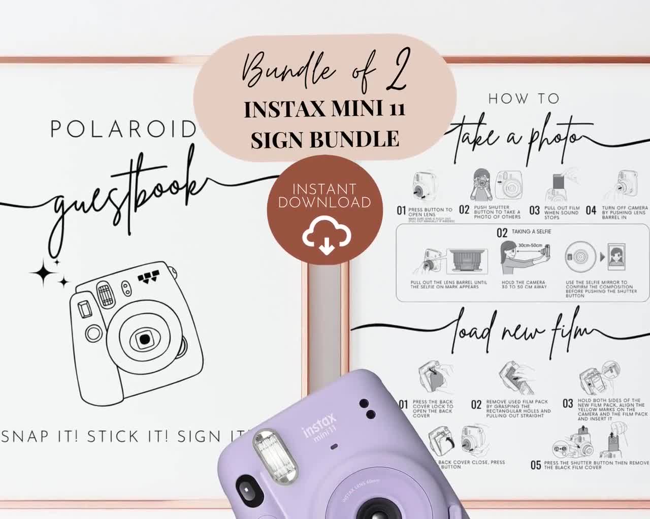 Polaroid Instruction and Camera Guestbook Sign Bundle, Instax Mini