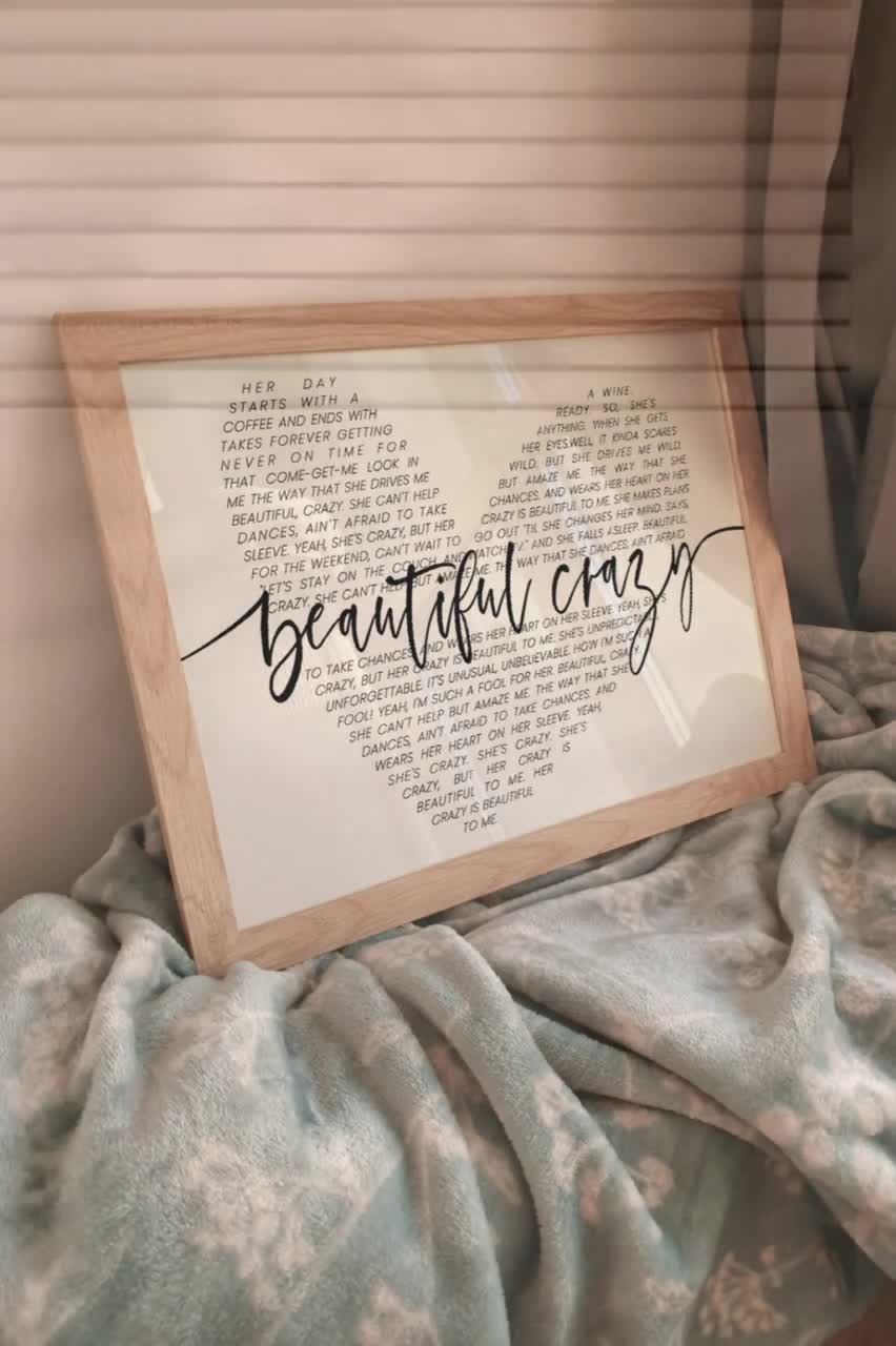 Beautiful Crazy - Luke Combs Song Lyrics Printable Wall Art, Gift