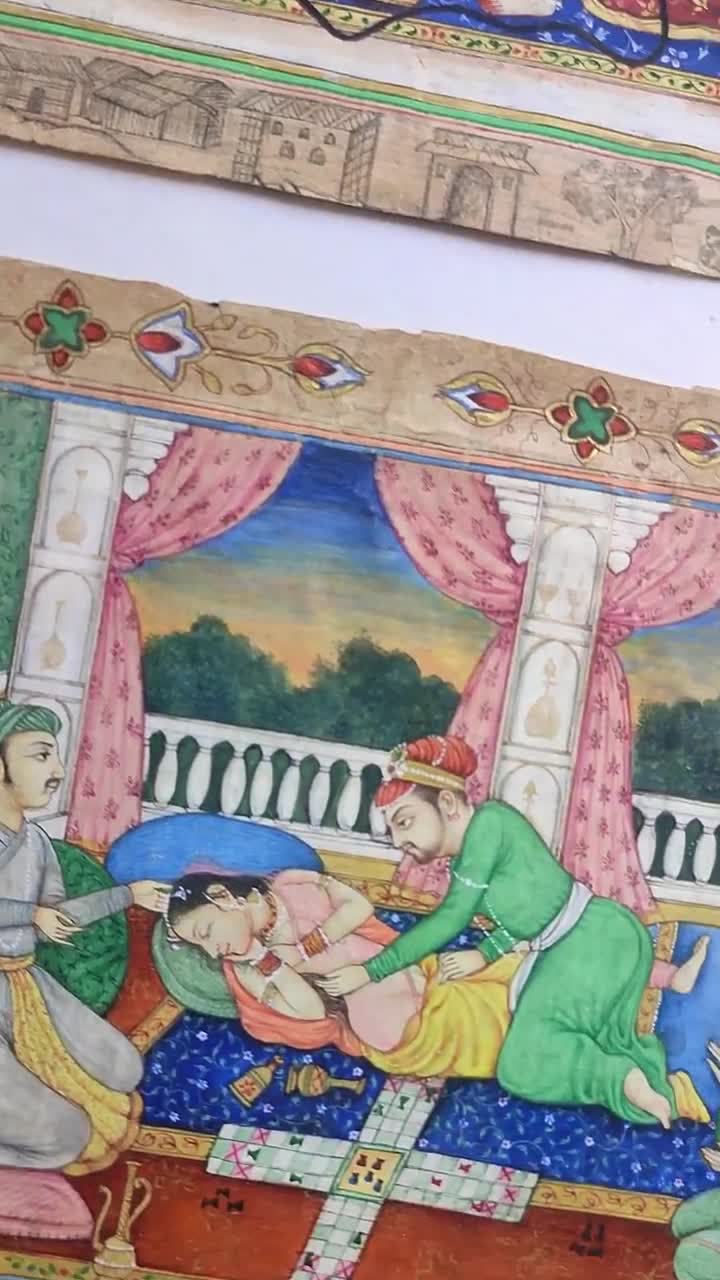 ムガル細密画、皇帝と皇后の愛の芸術、インド水彩紙 - Etsy 日本