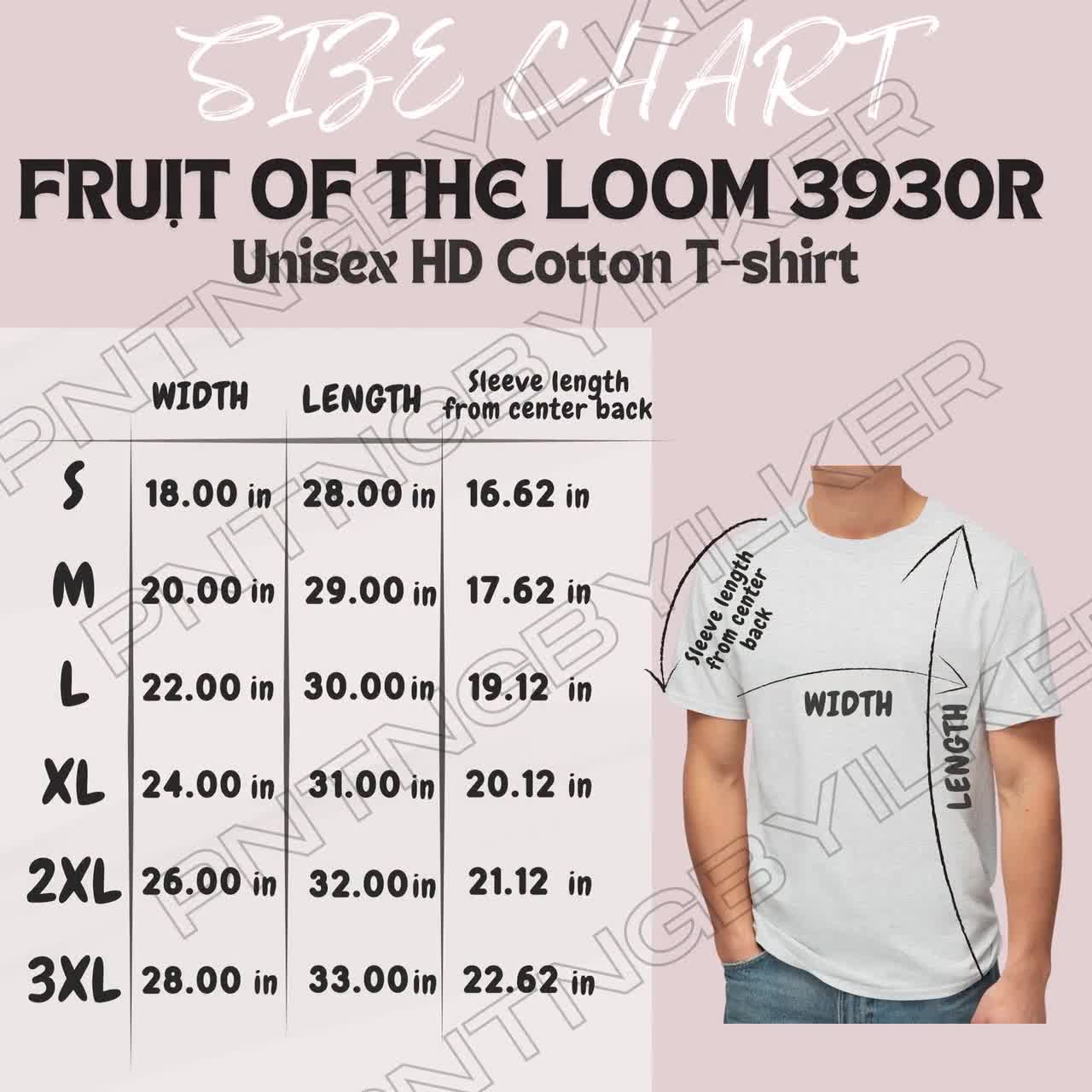 Fruit Of The Loom 3930R サイズ表 | ユニセックス HD コットン T