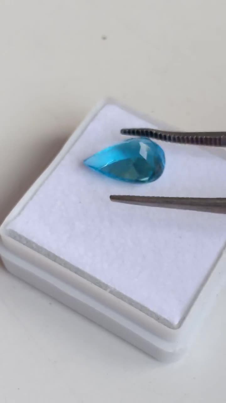 AAA Swiss Blue Topaz Gemstone: 3.15 Ct Pear Shape Loose Stone - Etsy