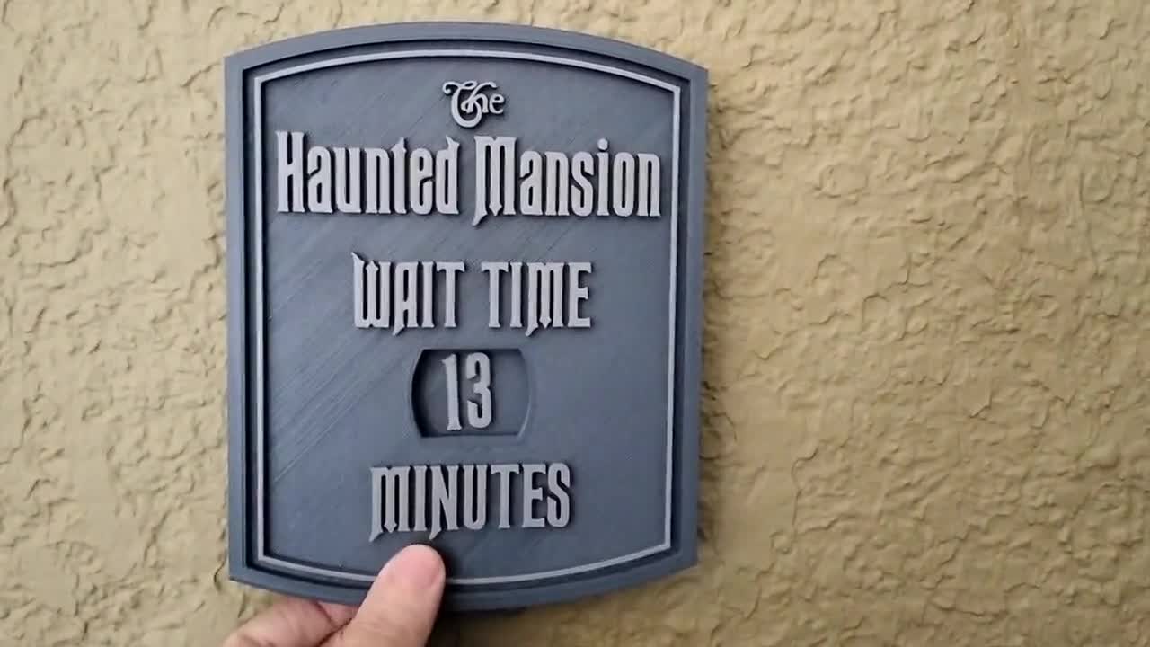 Haunted Mansion Wait Time Sign Plaque Disneyland Disney World 3D