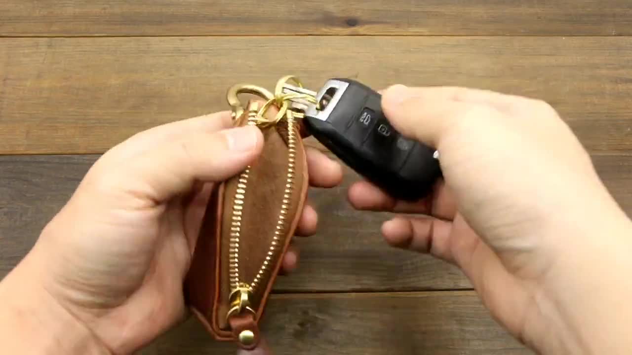 Buy Leather Zipper Car Key Case,car Key Holder,key Bag,leather Key