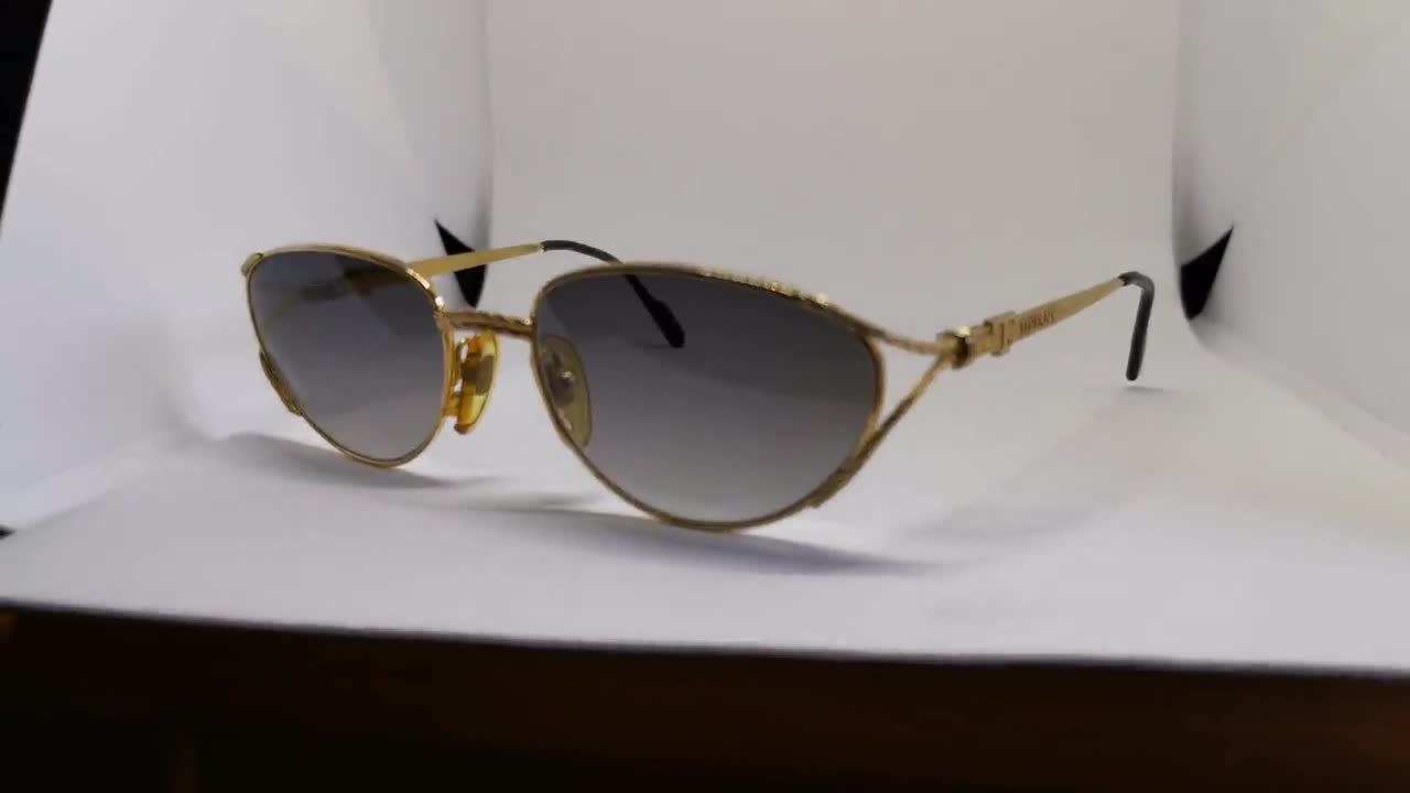 TIFFANY 23K Gold Plated Vintage Sunglasses Aviator Frame Oval T360
