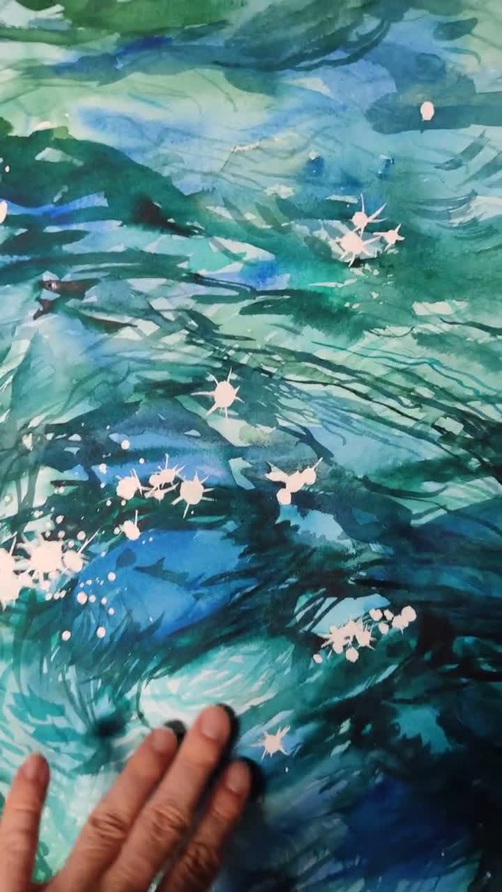 オリジナルの水面水彩画、大型海景画 - Etsy 日本