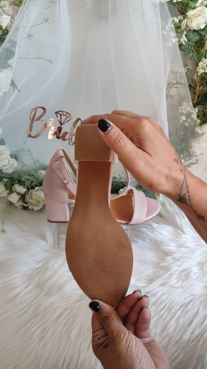 Special Occasion Pink Shoes Woman, Blush Wedding Shoes, Ankle Strap Closure, Dusty Rose Classy Block Heels, Custom Pink Heeled Sandals