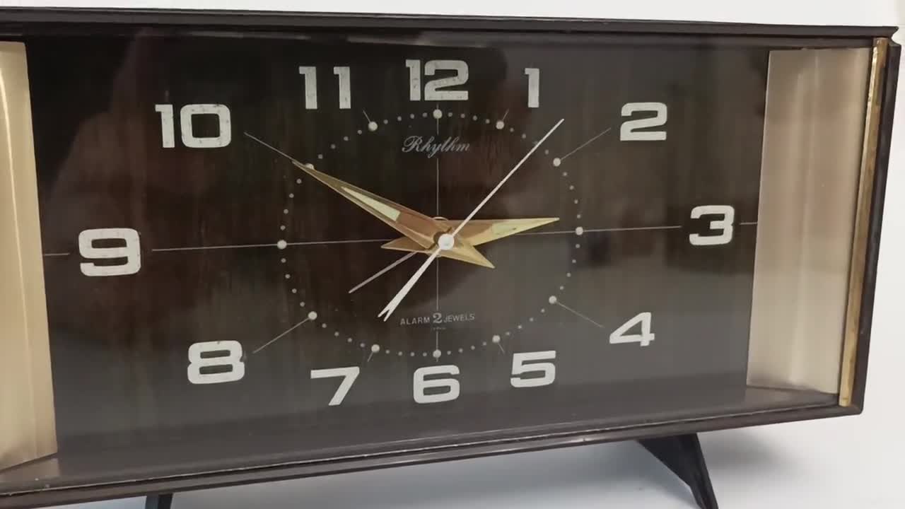 Vintage Rhythm 2 Jewel #51052 Alarm Clock Japan Circa 1960 Large