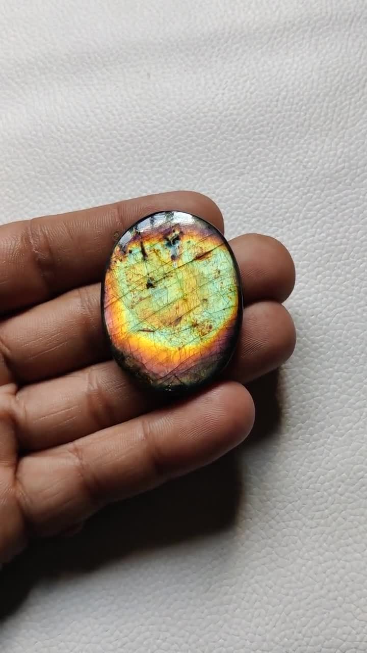 オーバル型ラブラドライトカボション、天然宝石（42×32×6mm） - Etsy 日本
