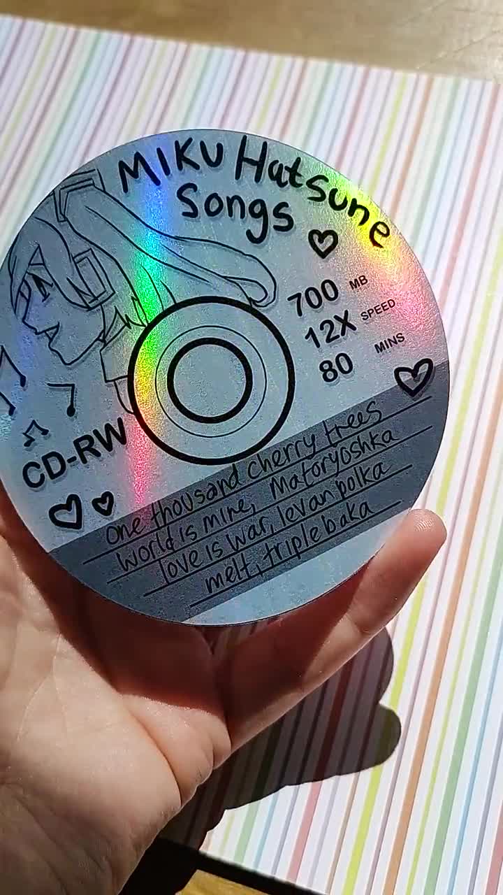 Miku Hatsune Vocaloid Synth Songs CD Handmade Holographic Vinyl