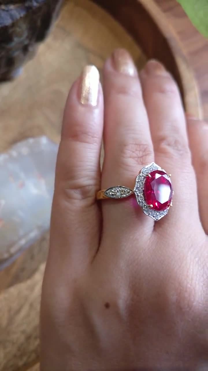 ＊925 ルビー&ダイヤモンドリング ruby diamond ring Ruby & Diamond Ring, Silver 925, White Rhodium Plated, - Etsy