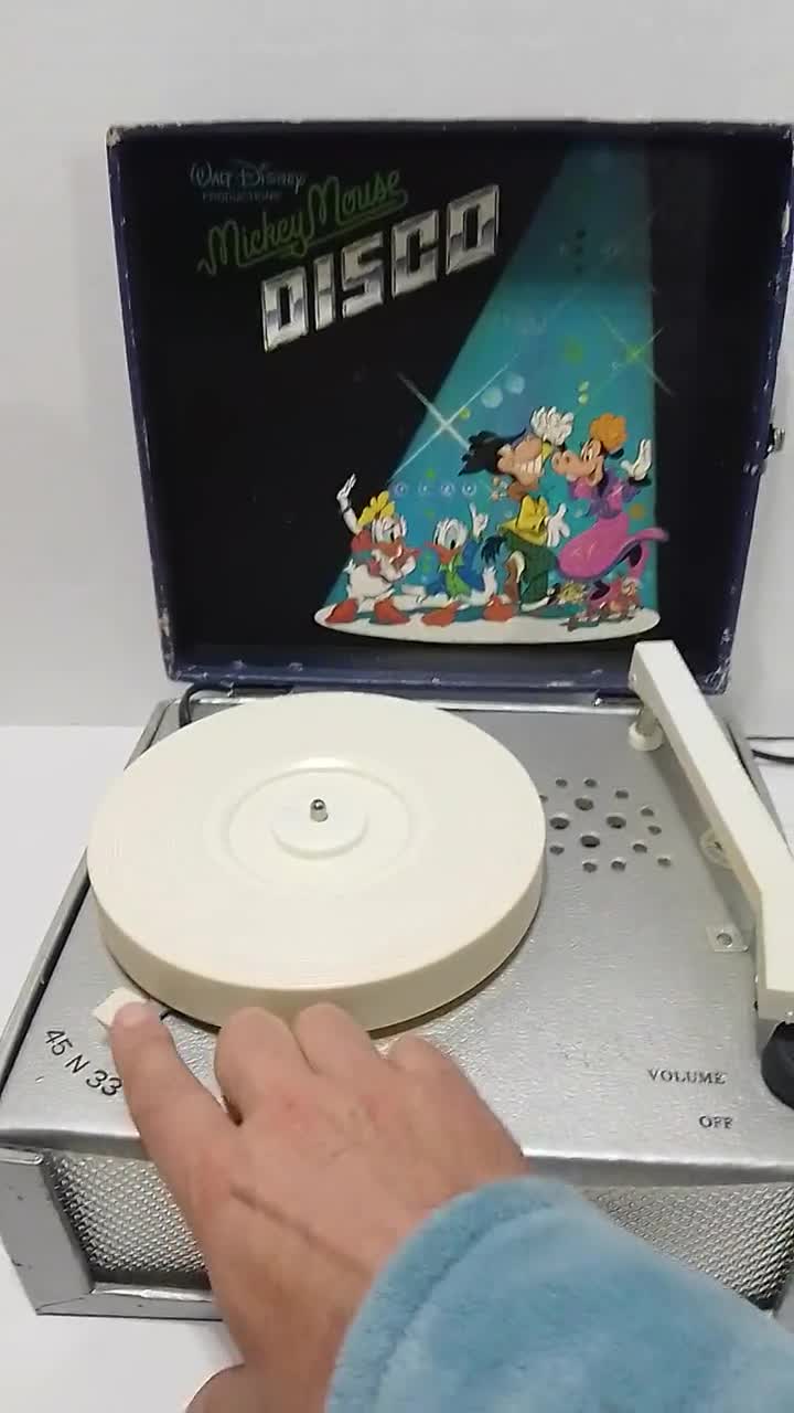 Vintage Retro Portable Mickey Mouse Disco Vinyl Record Player With