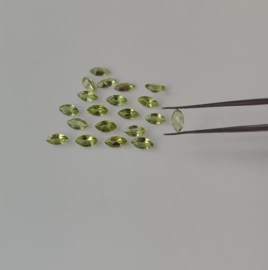 天然ペリドットマーキーズカット宝石 – 3 x 6 mm ファセットカット AAA
