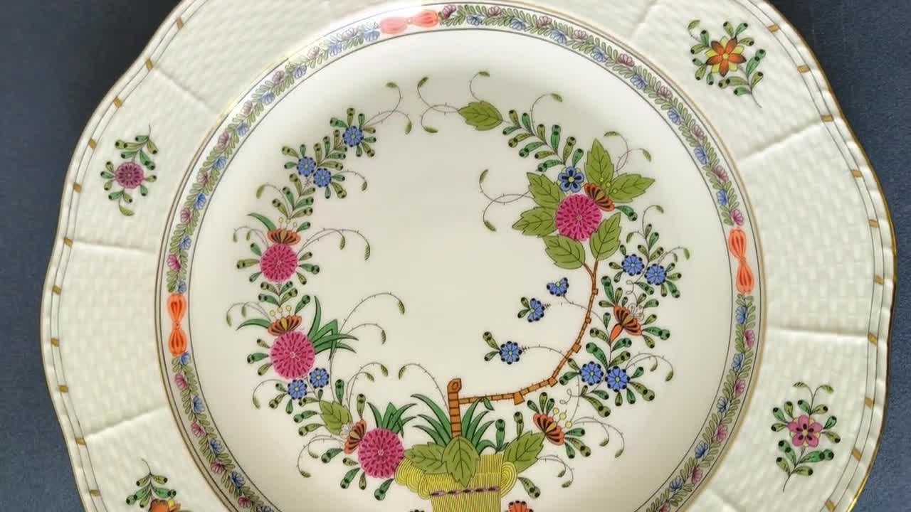 Herend Porcelain Tray - Herend Hungary Indian Basket Fine China
