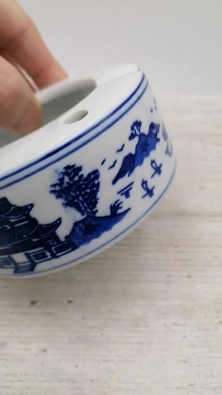 中国磁器灰皿、中国装飾灰皿、青と白の灰皿、花装飾灰皿、磁器ギフト