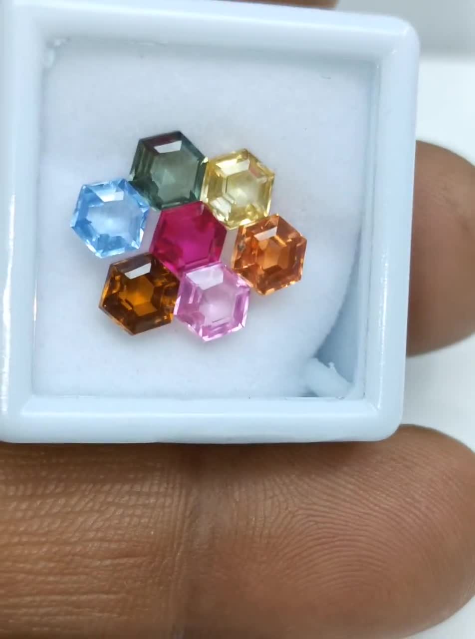 マルチサファイア六角形宝石ロット: 5 x 5 mm AAA品質 - Etsy 日本
