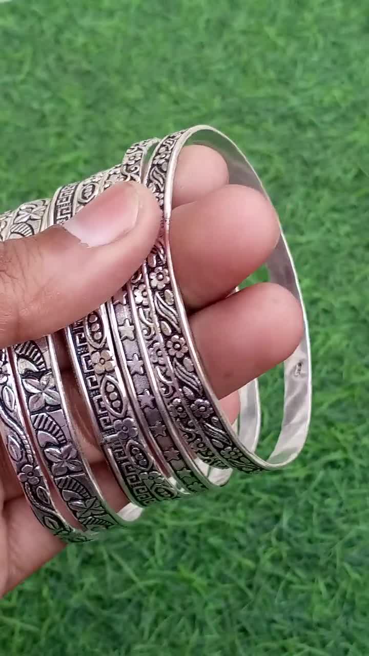 925 Sterling Silver Bangle, Silver Wrist 07 Set of Bangle , Thick