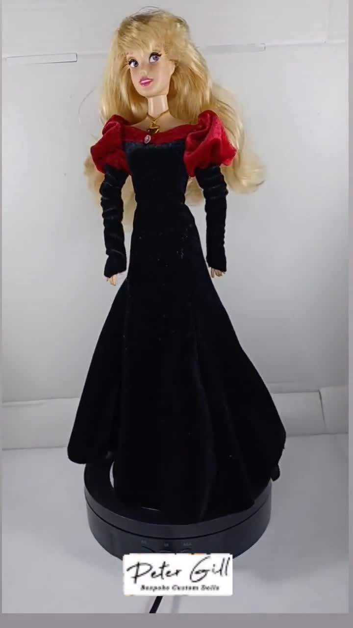 Swan princess Odette Bridgette black swan velvet doll dress ooak custom