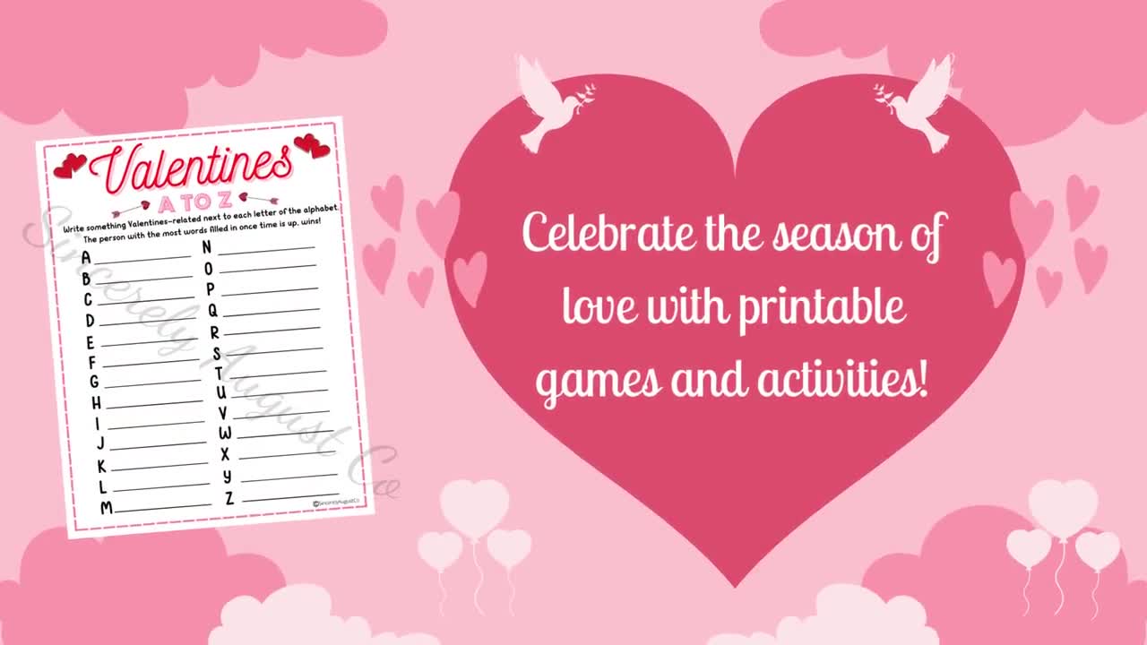 Valentine's Day A to Z Game: Printable Party Activity (PDF) - Etsy