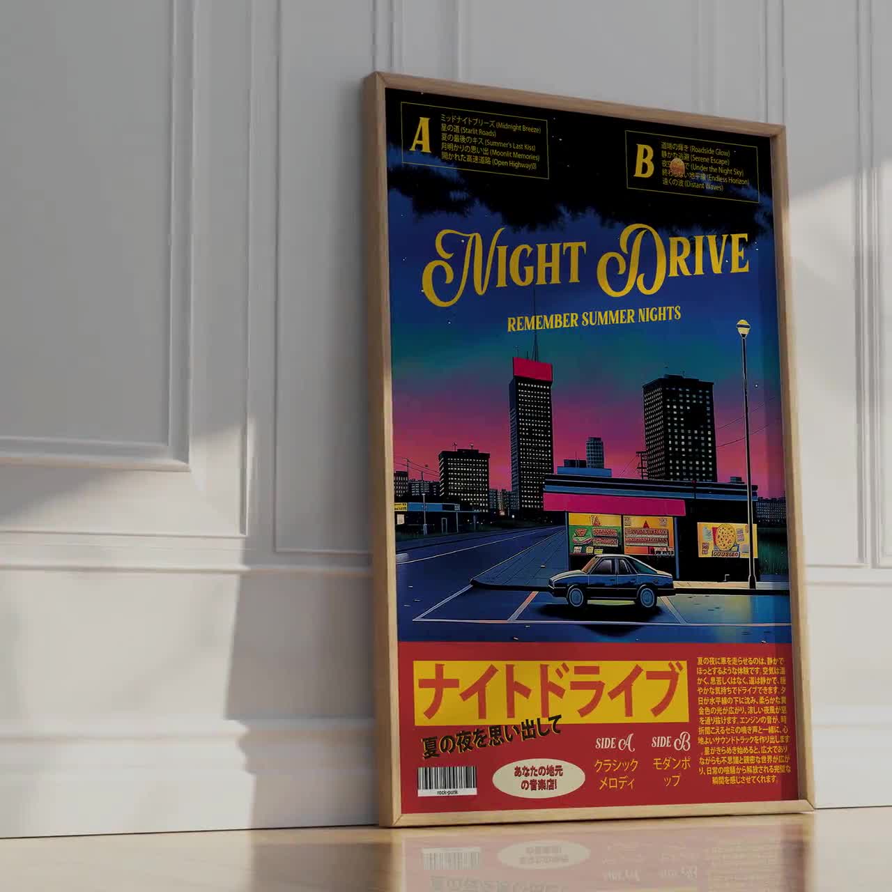 Retro Japanese Night Drive Poster: 80's Cityscape Wall Art - Etsy
