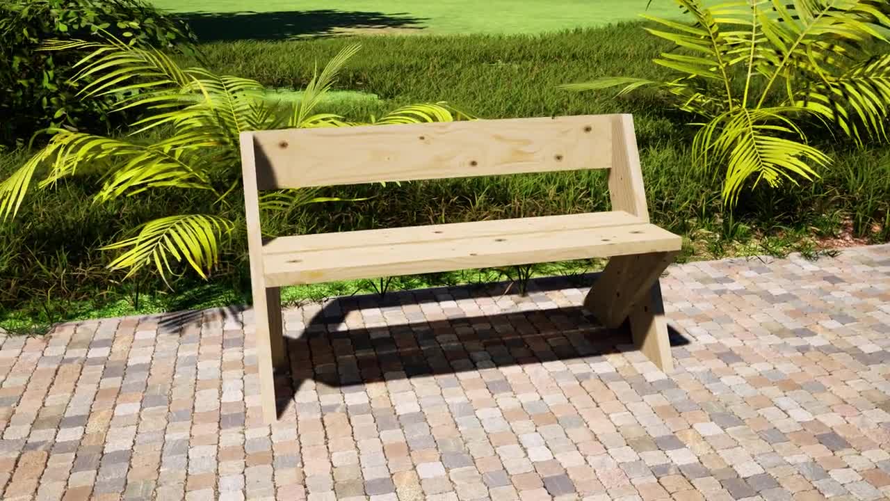 レオポルドベンチの設計図 51 x 24インチ - 背もたれ付きDIY屋外ベンチ