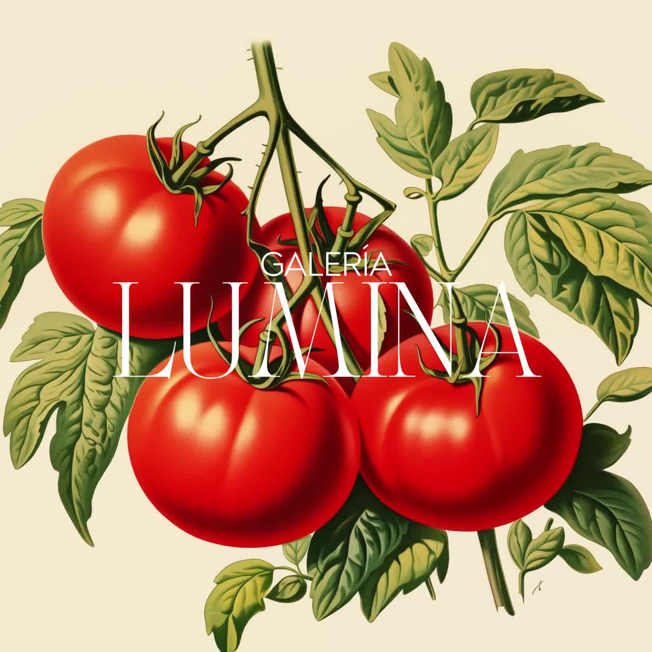 ヴィンテージトマトのイラスト ミニマリストトマトプリント 植物野菜