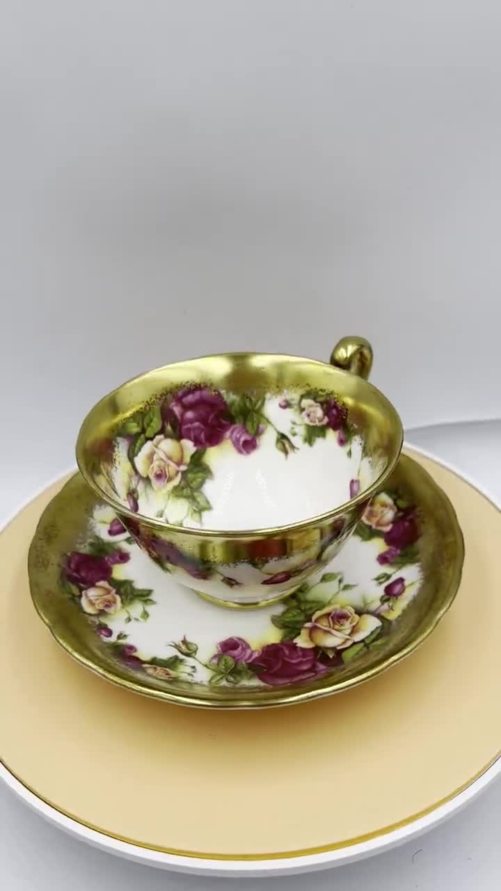 Vintage Royal Chelsea Golden Rose Tea Cup & Saucer, English Bone