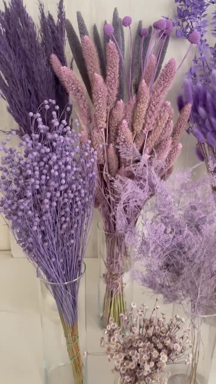 Trockenblumen lila flieder Trockenblumenstrauß lila Blumen Tischdeko Kommunion Taufe Geburtstag Hochzeit Herbst Adventskranz lila Deko DIY