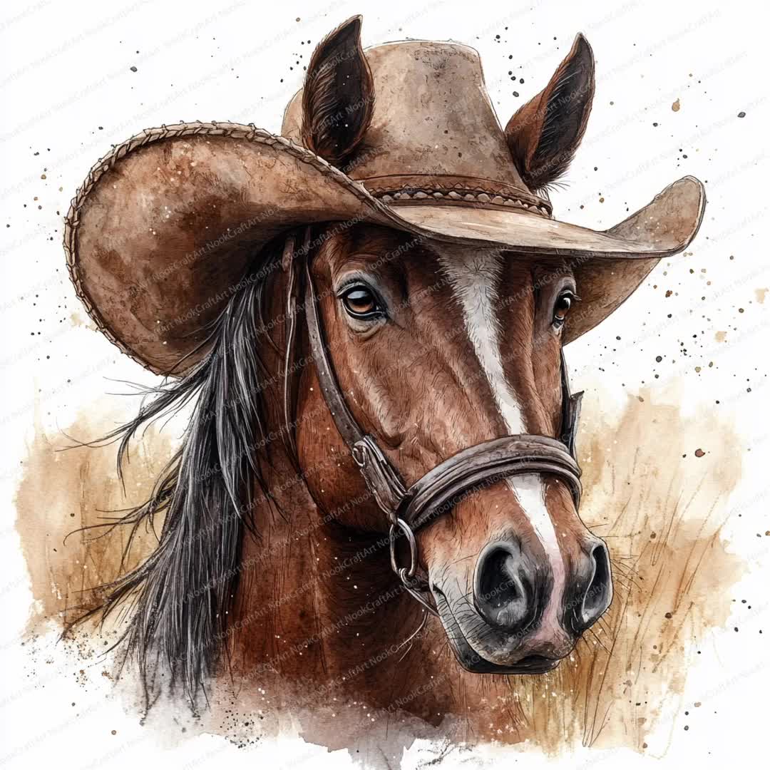 カウボーイハットをかぶった馬のクリップアート 20 枚 | ワイルド