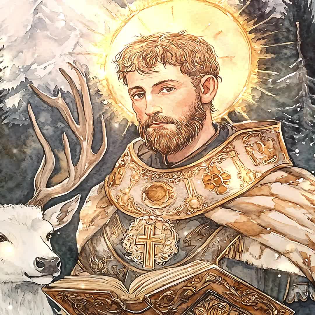 St. Hubert of Liège, Sacred Art, Religious Wall Art for Families