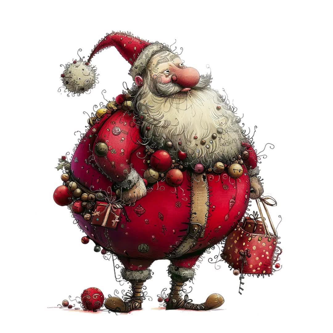 昔ながらのサンタクロースのクリップアート、ヴィンテージクリスマスの